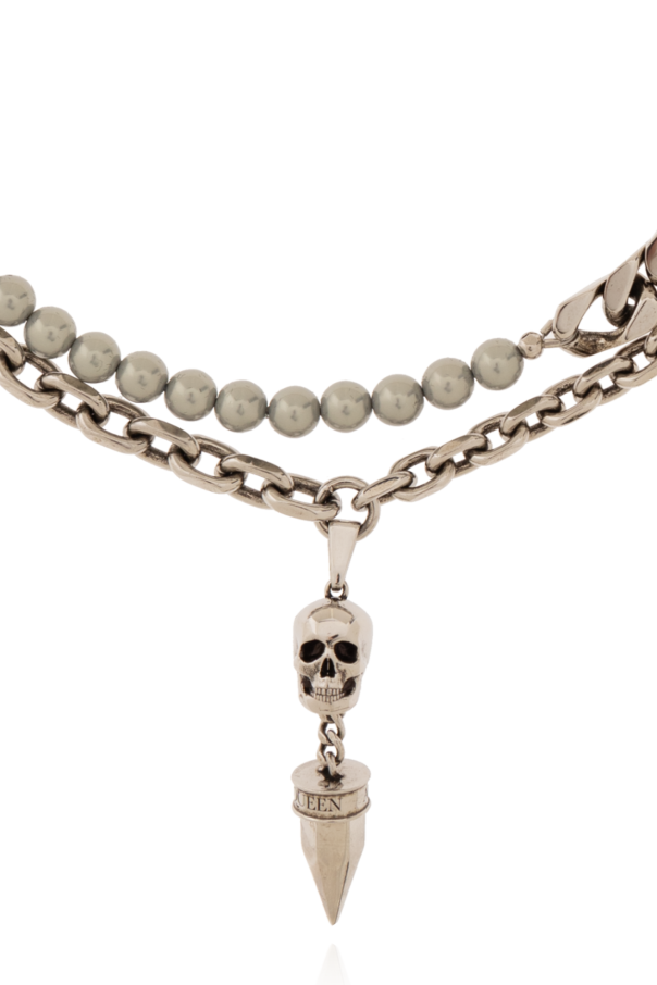 【関税&送料込】Alexander Mcqueen Collana Alexander McQueen Sovereign Skull Necklace In Gold | italist